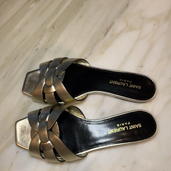 Saint Laurent Gold Sandals - Picture 2 of 6